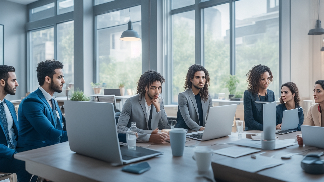 A cinematic editorial photo of a diverse group of young Turkish professionals collaborating remotely from stylish home and office settings, illuminated by natural light, portraying a modern, flexible work culture focused on transparent salary discussions and dynamic career growth opportunities.
